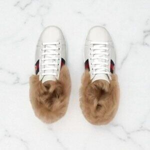 NIB Authentic Gucci Ace Fur-lined Sneakers
